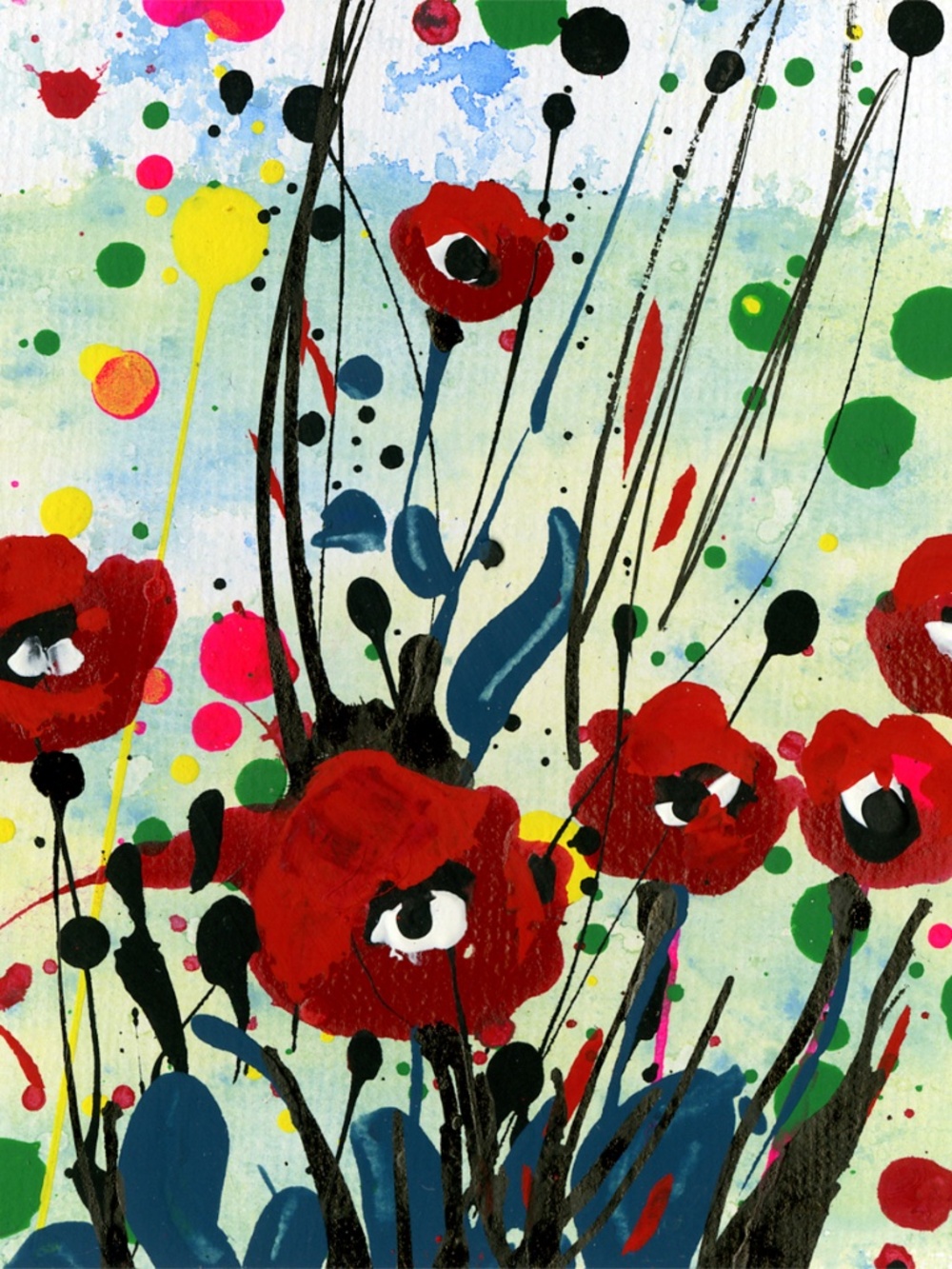 Original Acrylic Floral Paintings on art panel - Poppy Dreams 12